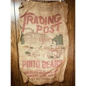 Origin Trading Post Pink Beans burlap 100 lbs sack; Greeley Trading, Greeley, CO
